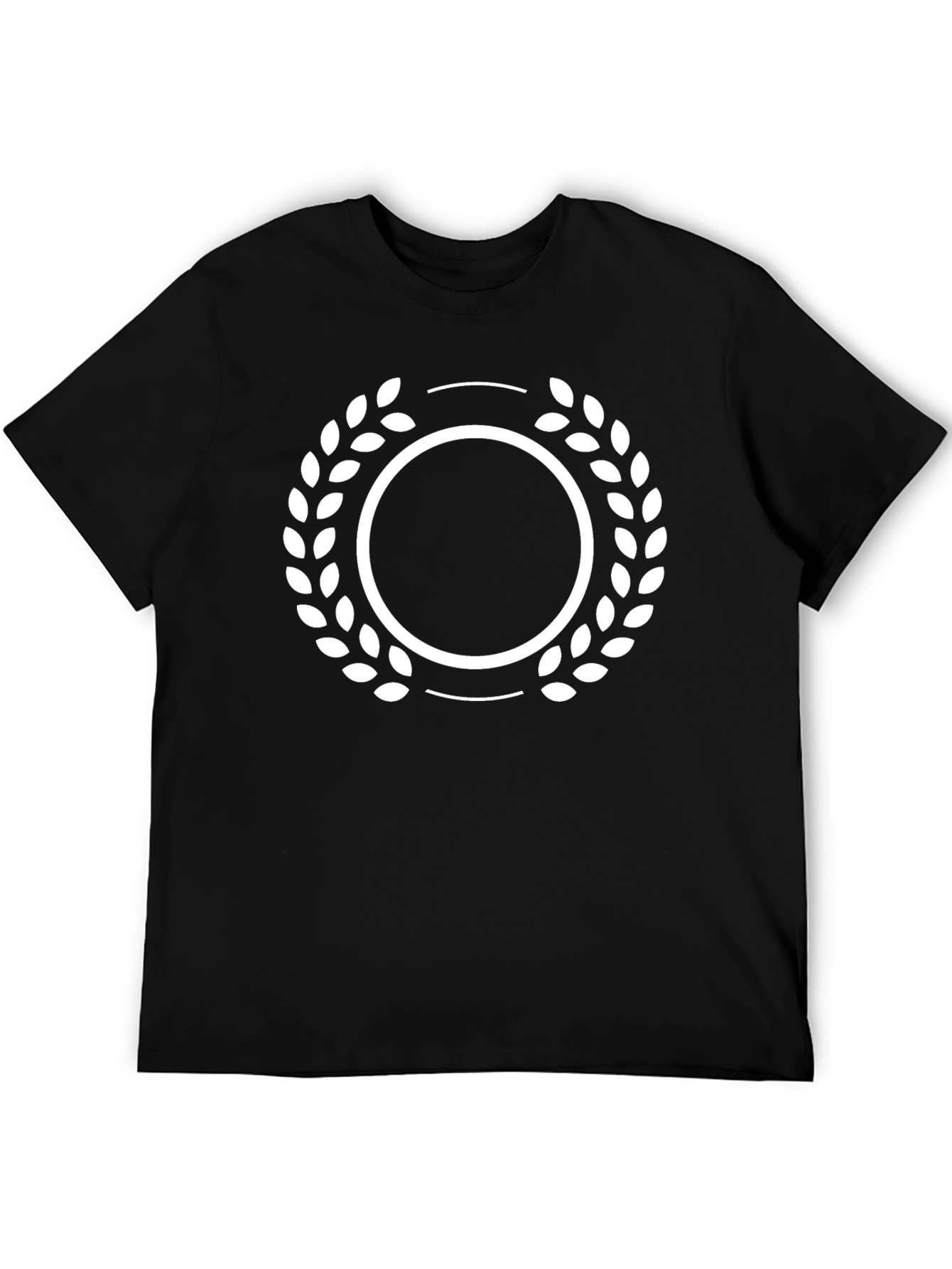 Black T-Shirt with Laurel Wreath Design