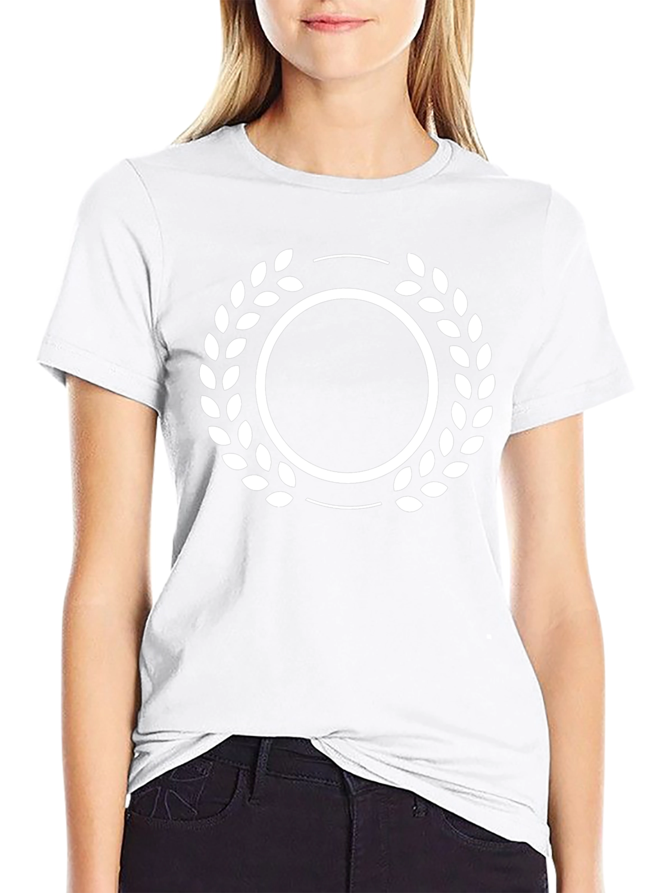 Black T-Shirt with Laurel Wreath Design