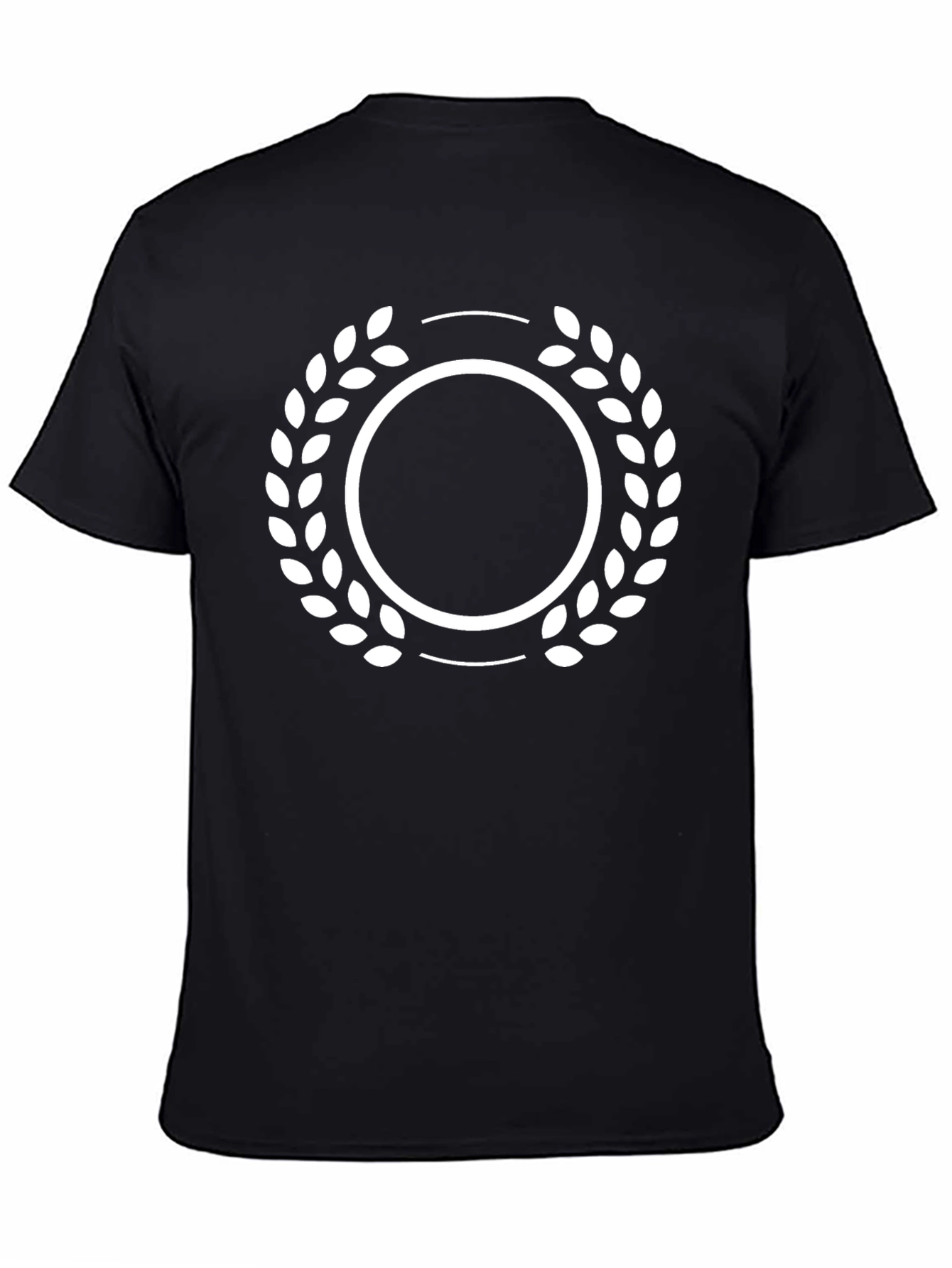 Black T-Shirt with Laurel Wreath Design