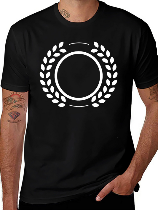 Black T-Shirt with Laurel Wreath Design