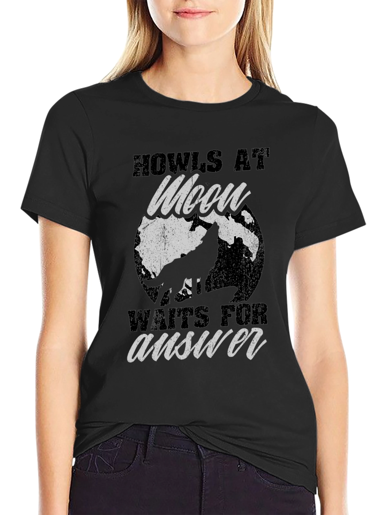 Howls at Moon Graphic Tee - Black