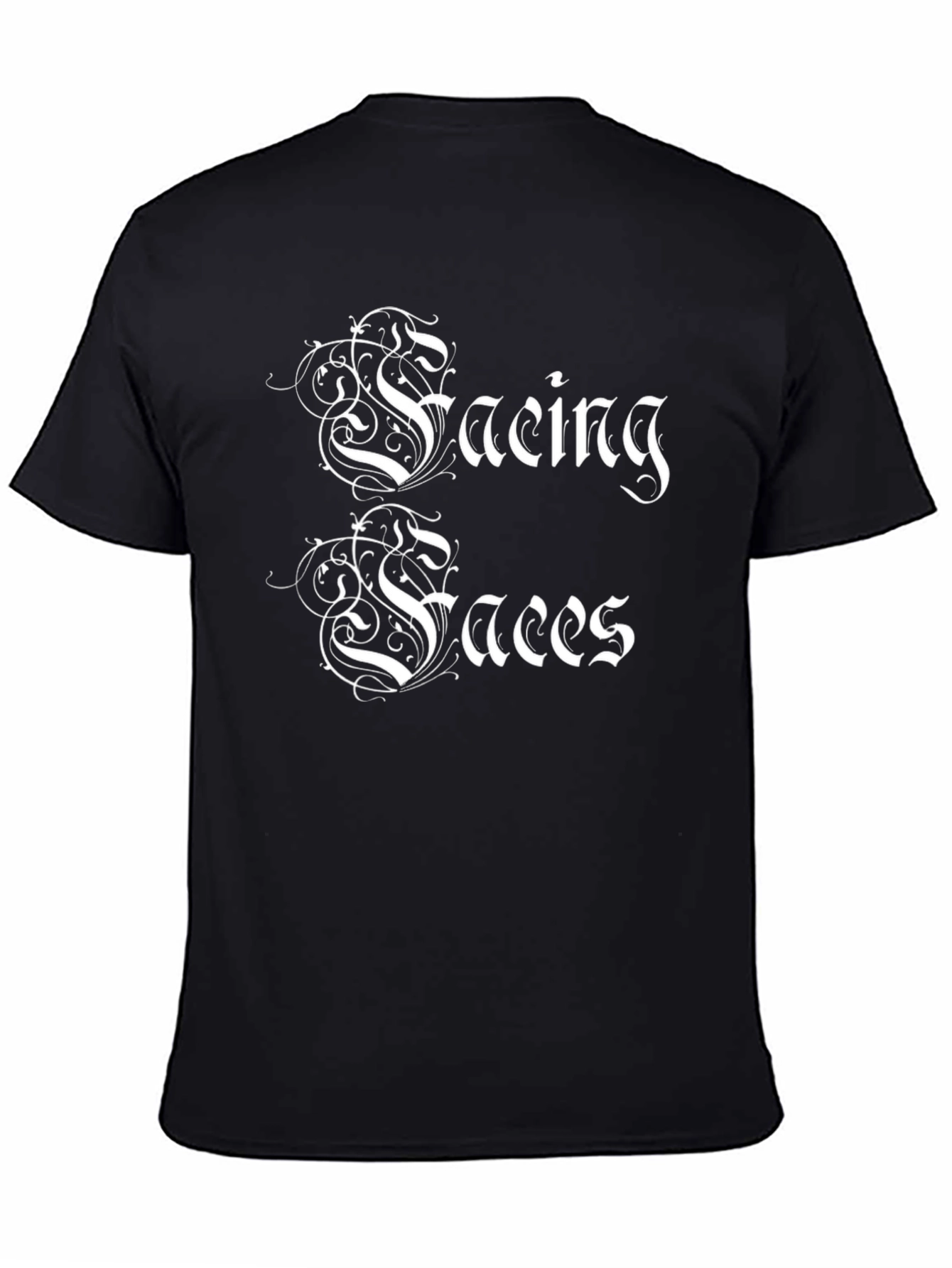 Facing Faces Black Graphic T-Shirt - Unique Design