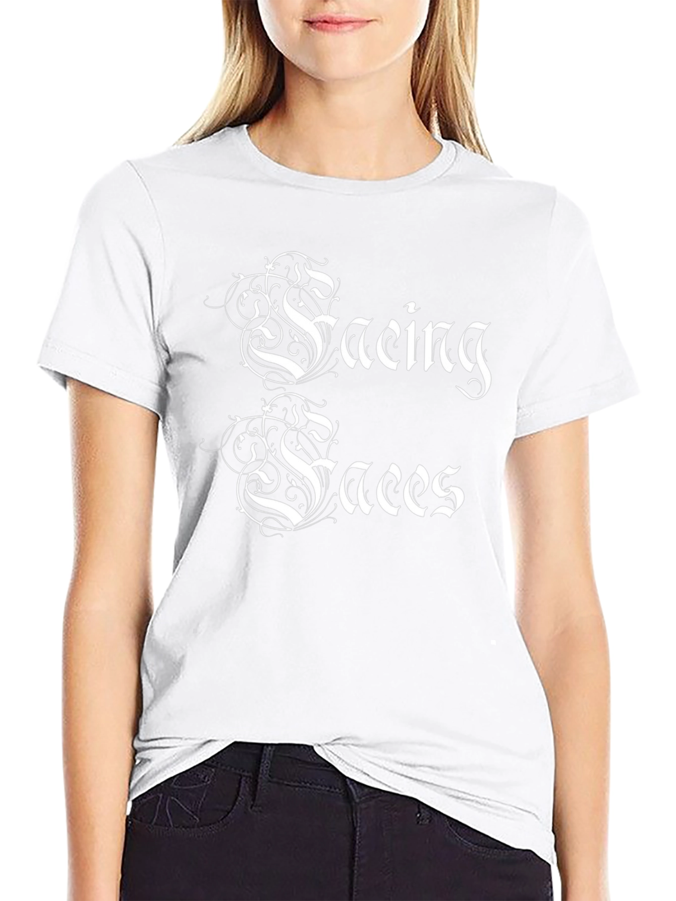 Facing Faces Black Graphic T-Shirt - Unique Design