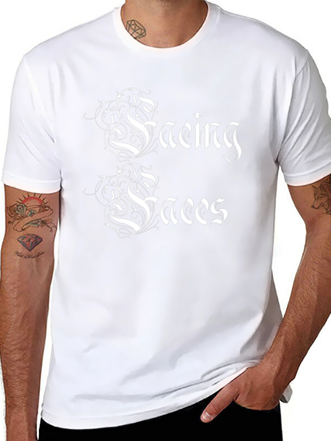 Facing Faces Black Graphic T-Shirt - Unique Design