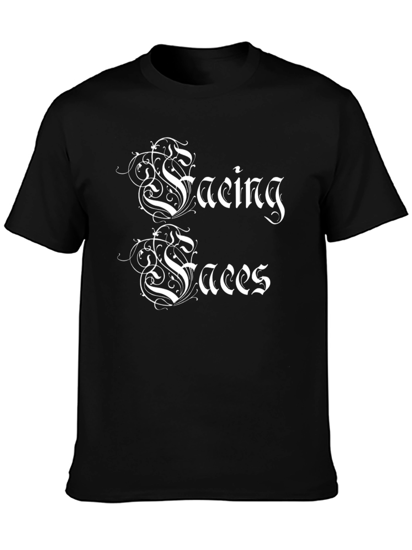 Facing Faces Black Graphic T-Shirt - Unique Design