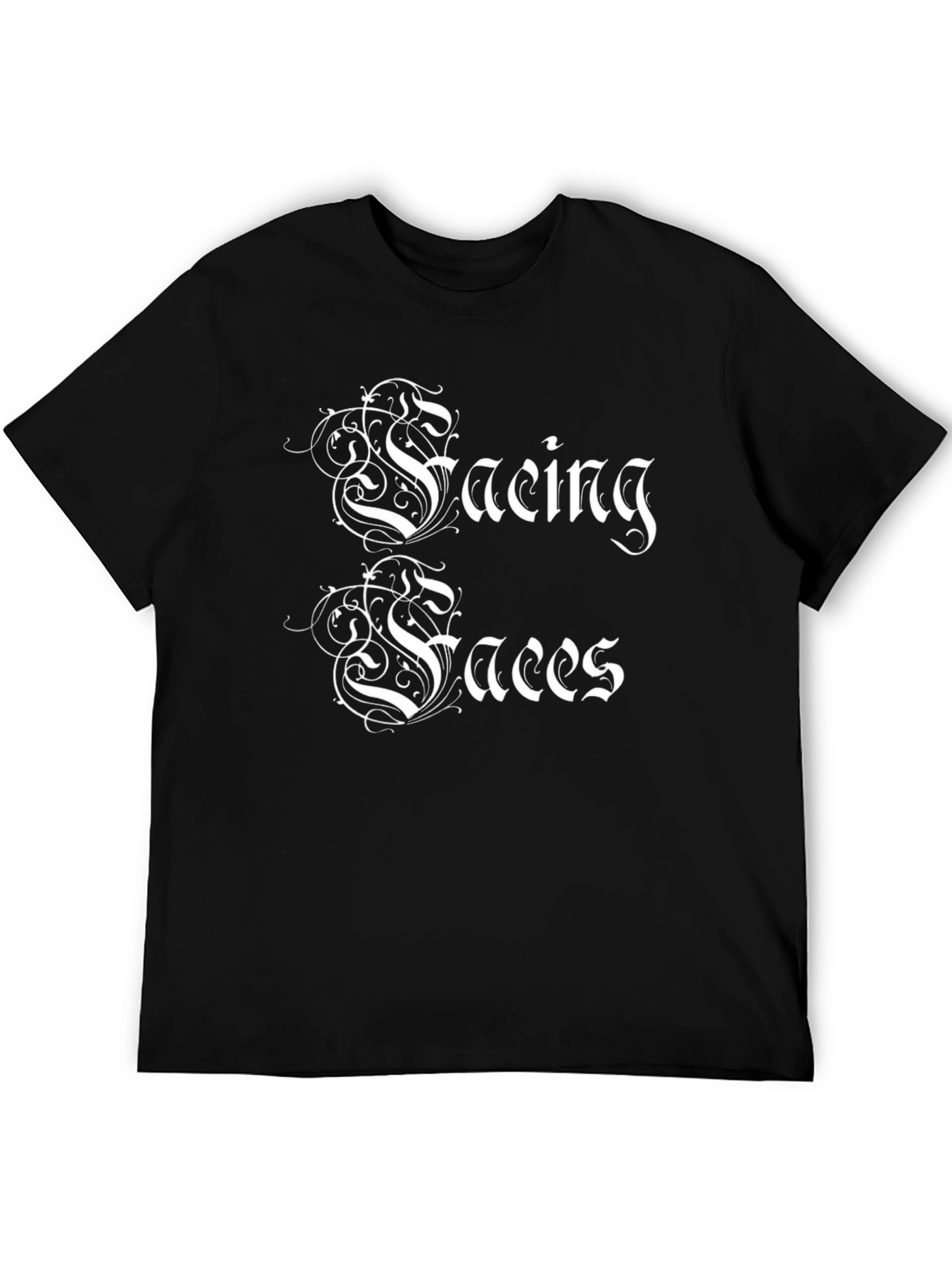 Facing Faces Black Graphic T-Shirt - Unique Design