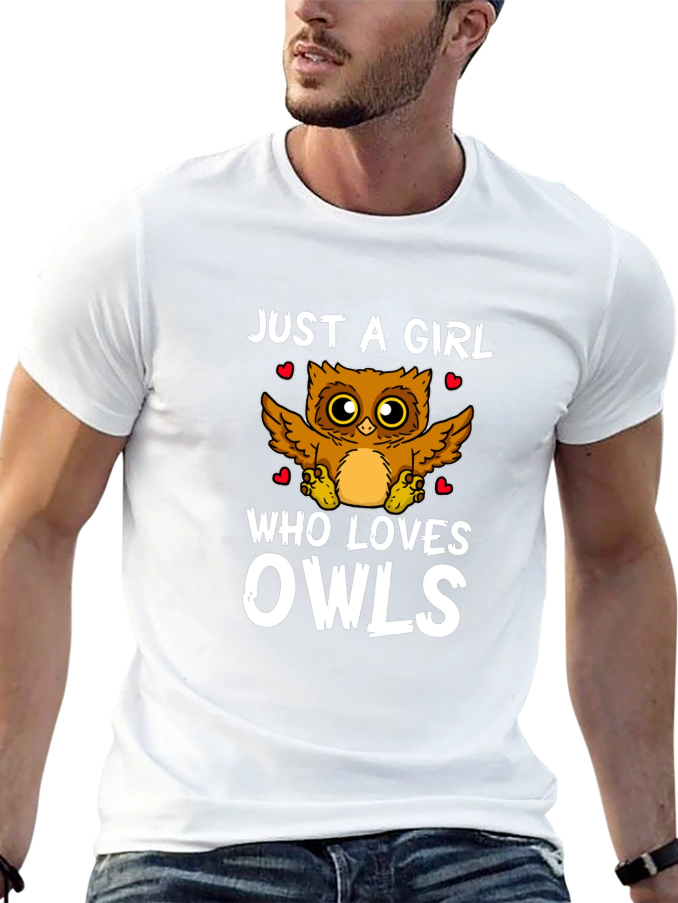 Just A Girl Who Loves Owls Black Graphic T-Shirt