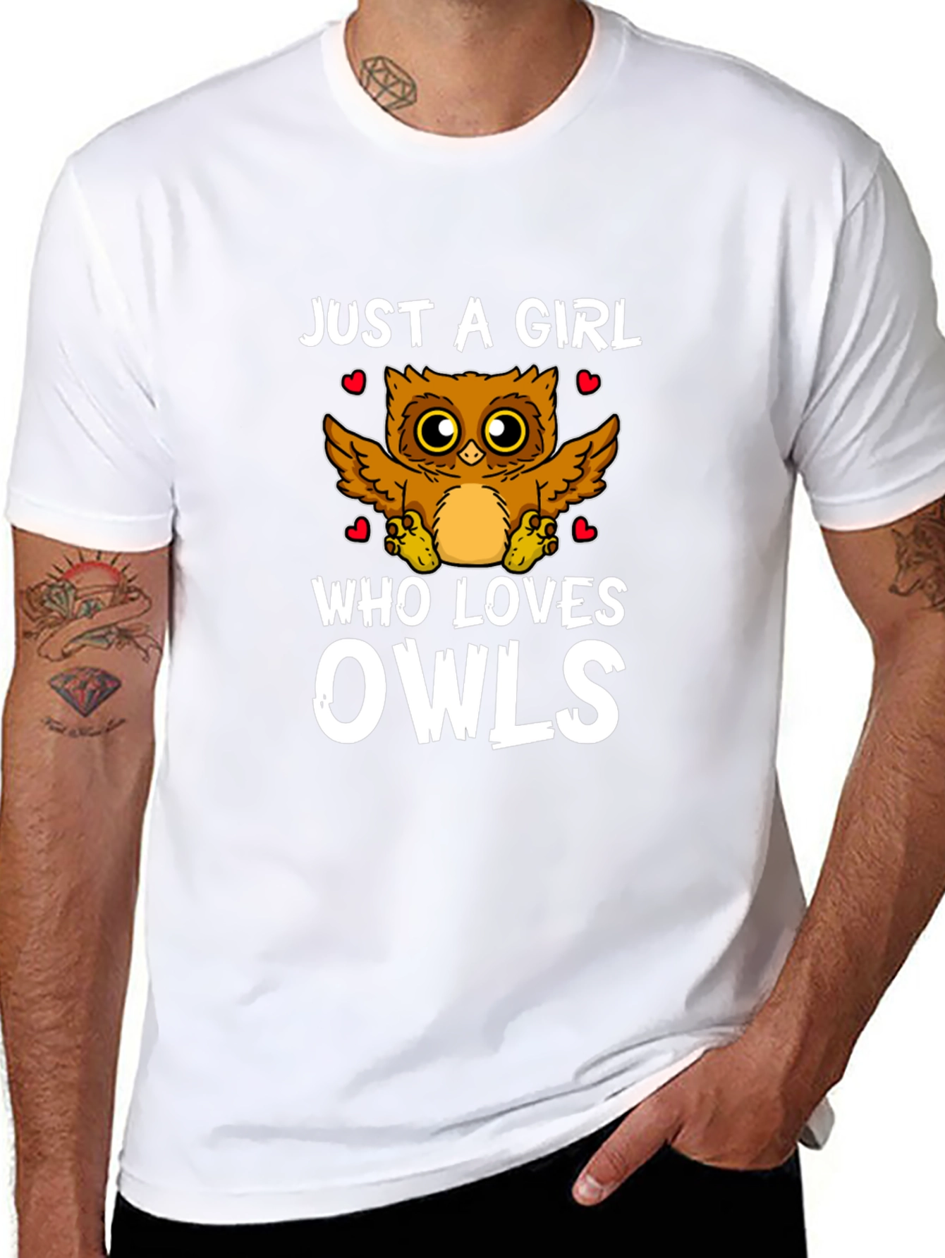Just A Girl Who Loves Owls Black Graphic T-Shirt