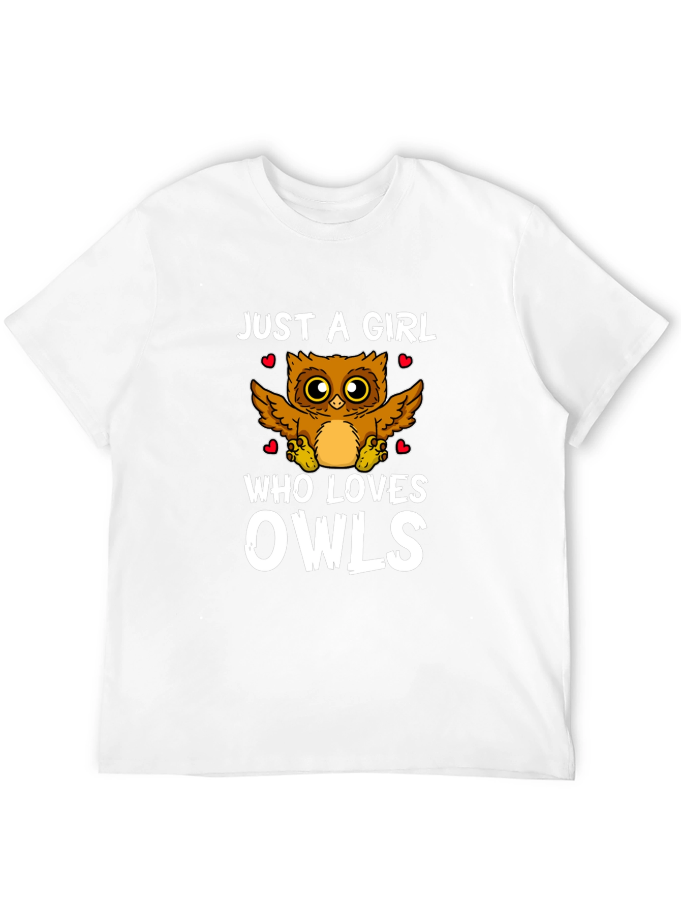 Just A Girl Who Loves Owls Black Graphic T-Shirt