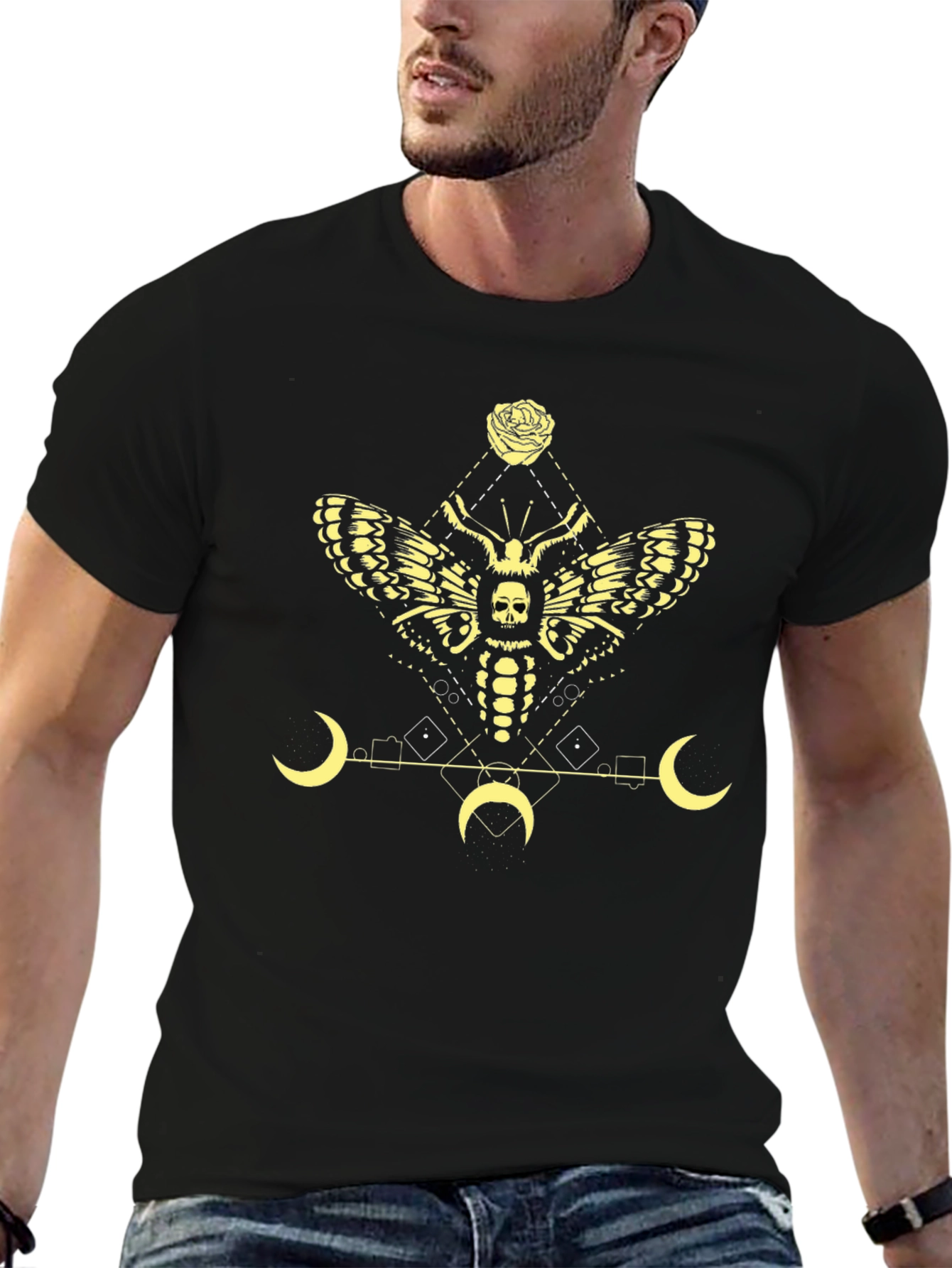 Gothic Moth Skull Graphic Tee