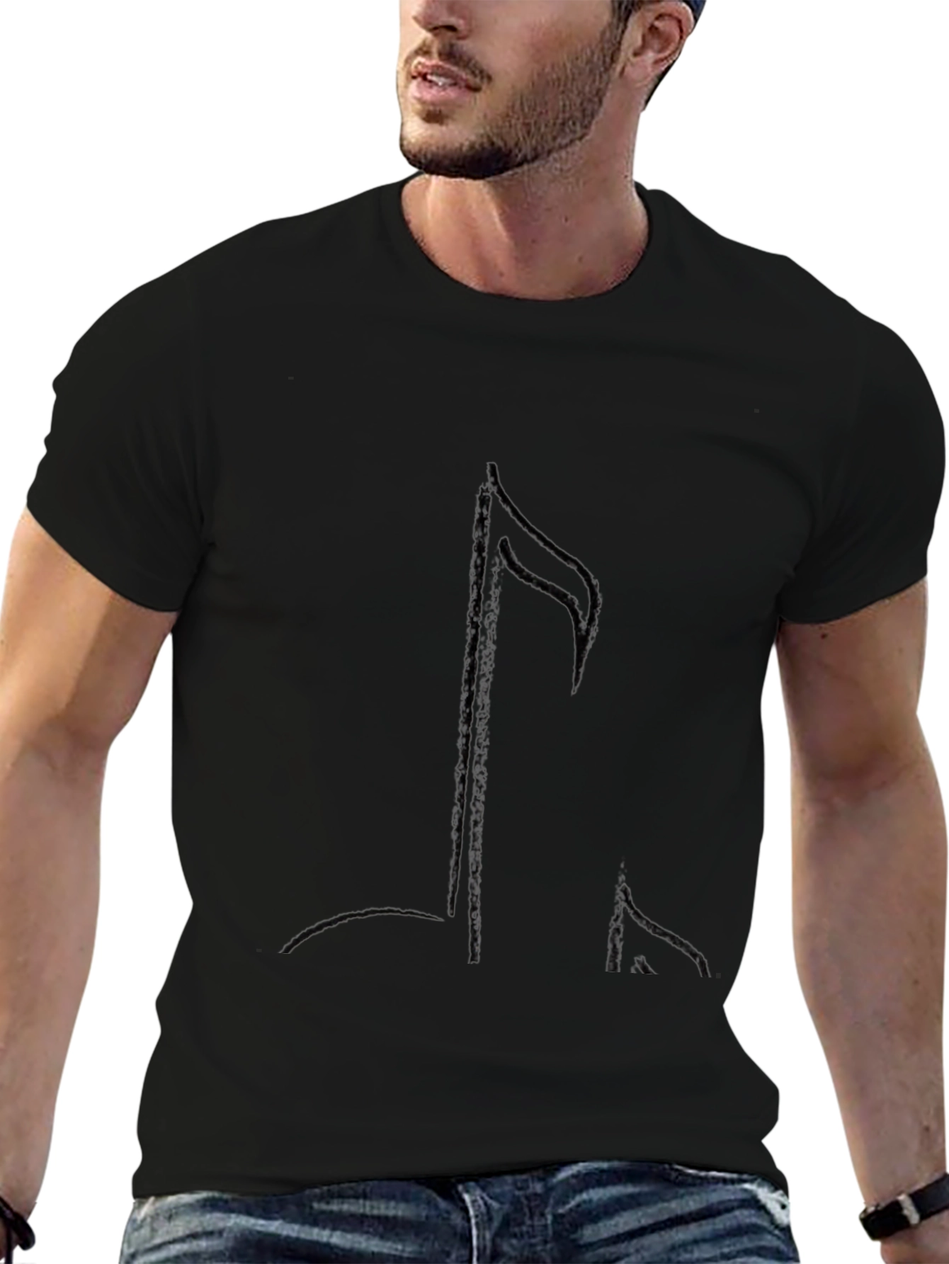 Black Music Note Graphic Tee