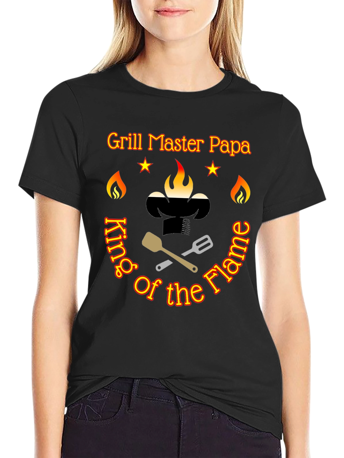 Grill Master Papa T-Shirt King of the Flame BBQ