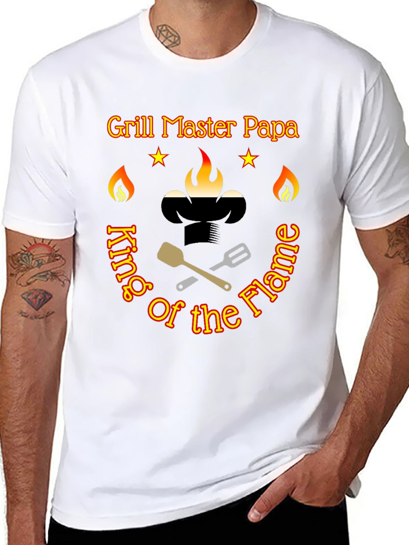 Grill Master Papa T-Shirt King of the Flame BBQ