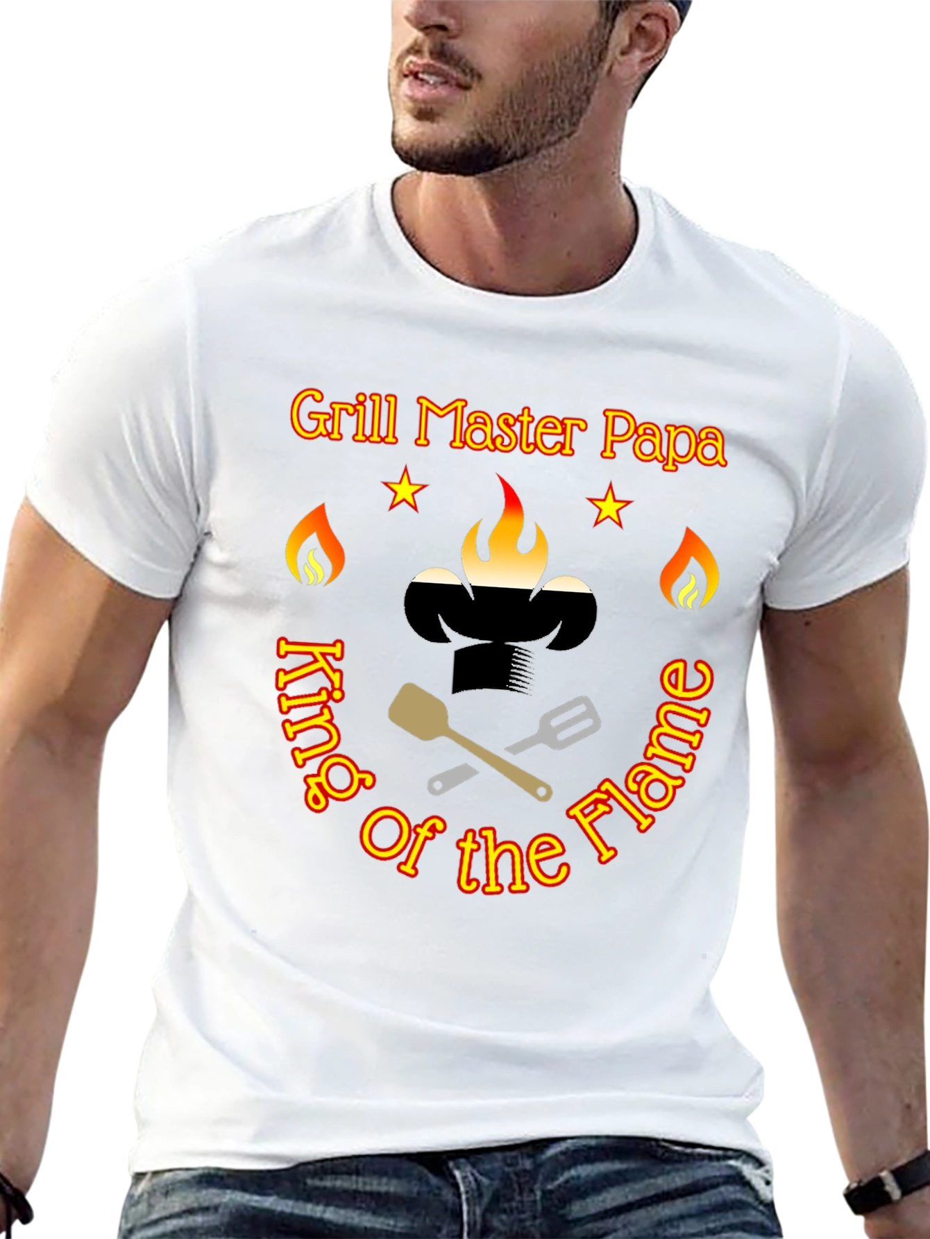 Grill Master Papa T-Shirt King of the Flame BBQ
