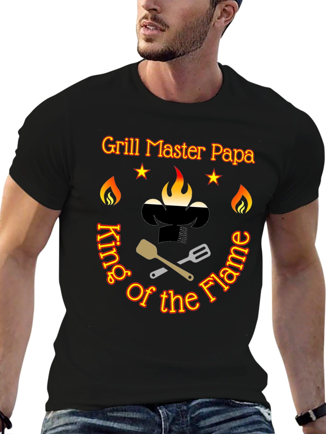 Grill Master Papa T-Shirt King of the Flame BBQ