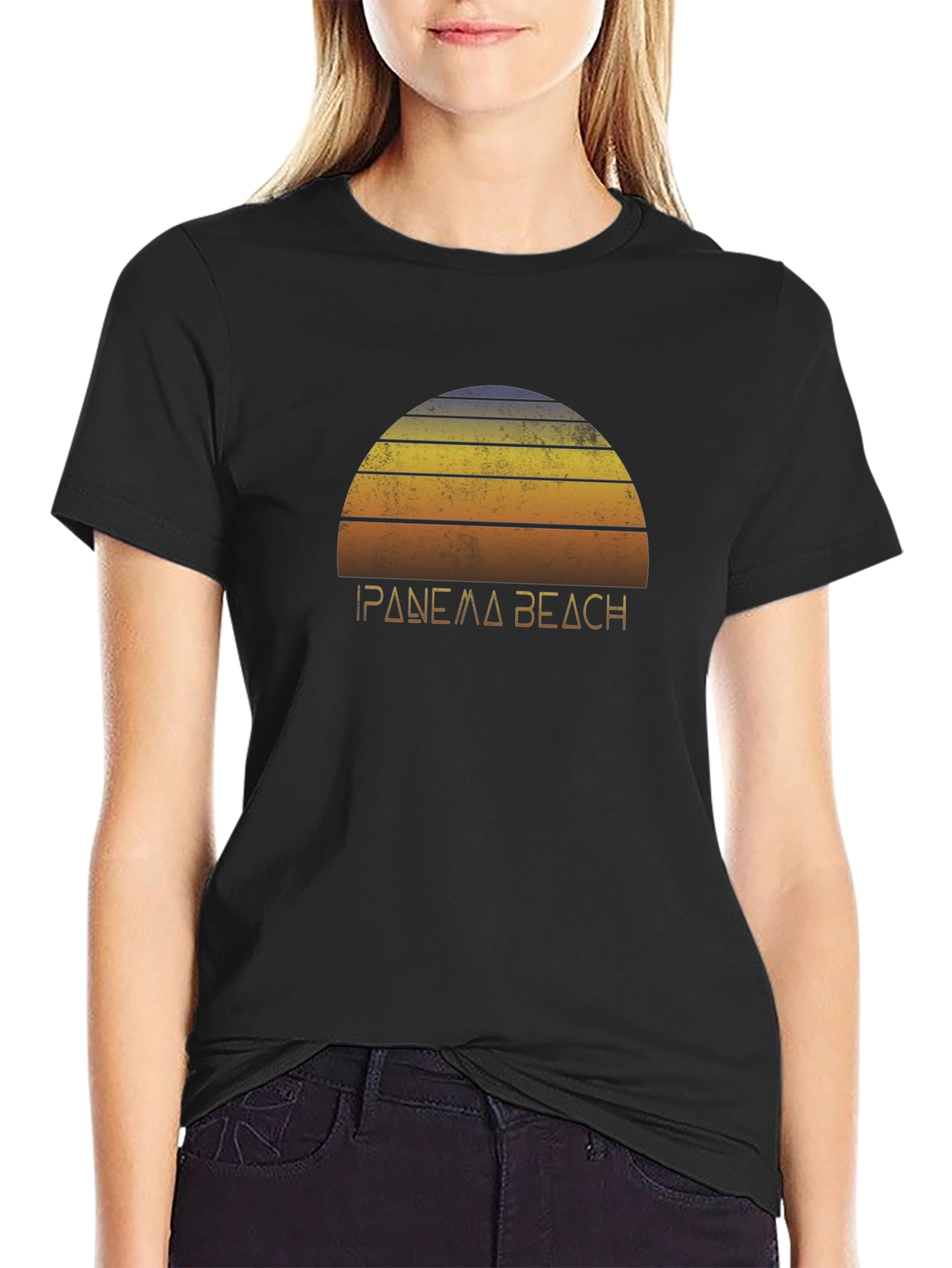 Ipanema Beach Retro Graphic Tee - Black