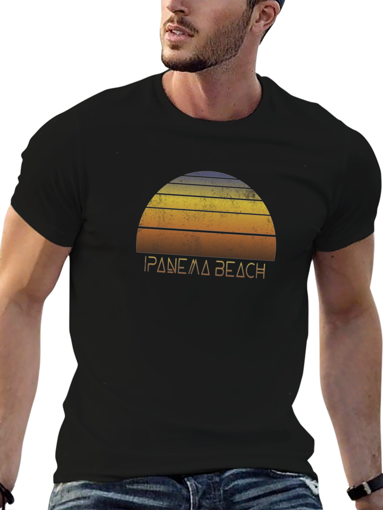 Ipanema Beach Retro Graphic Tee - Black
