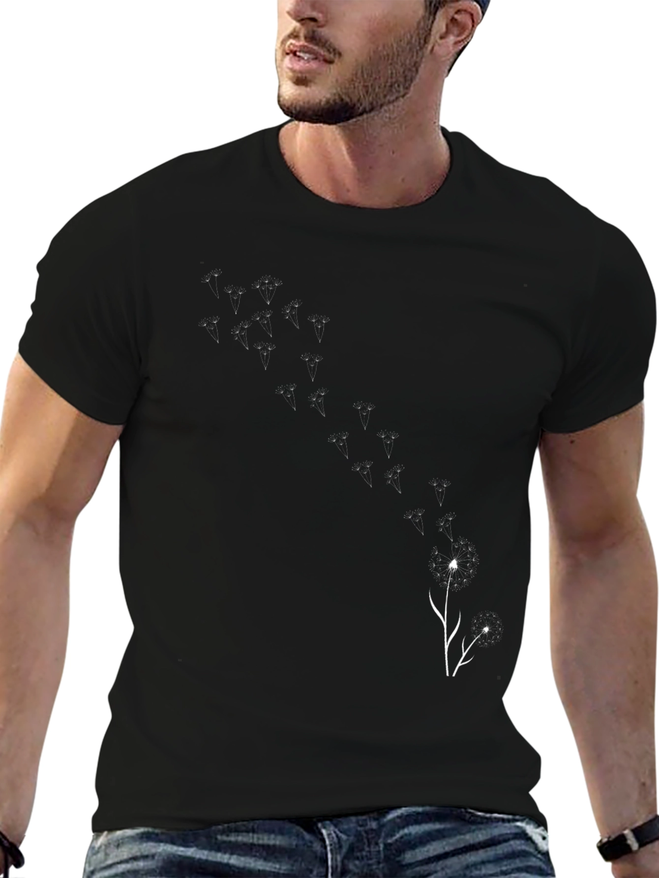 Black Dandelion Wishes T-Shirt - Trendy Graphic Tee