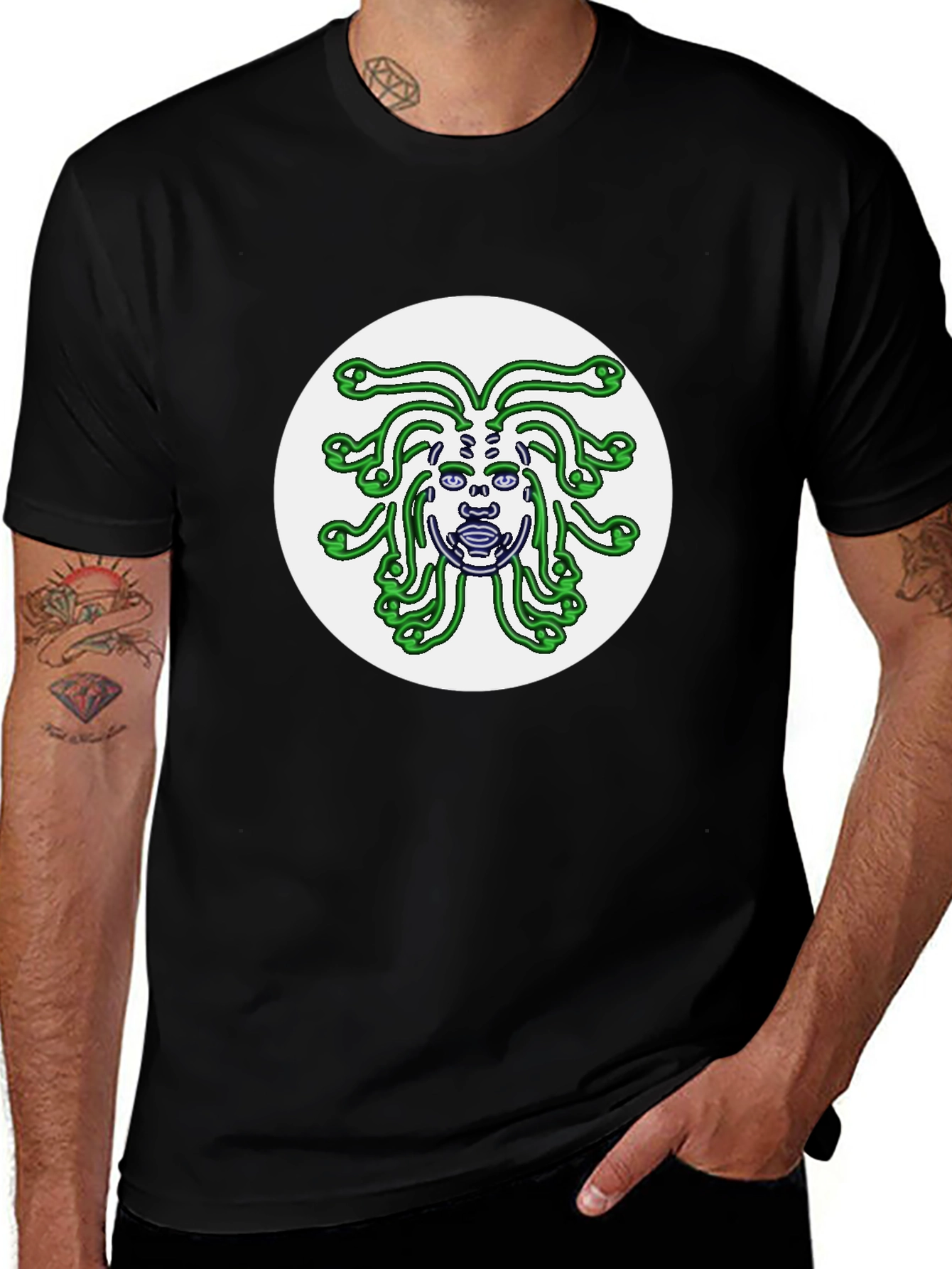 Medusa Graphic Tee - Black Cotton Shirt