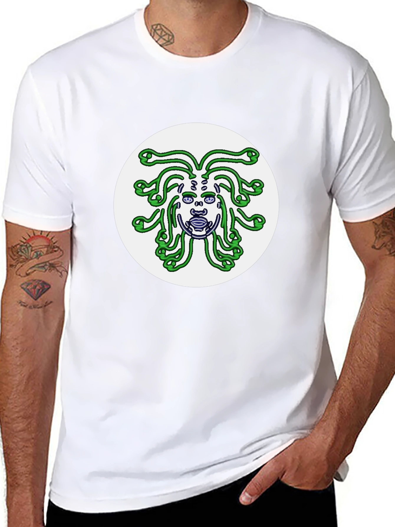 Medusa Graphic Tee - Black Cotton Shirt