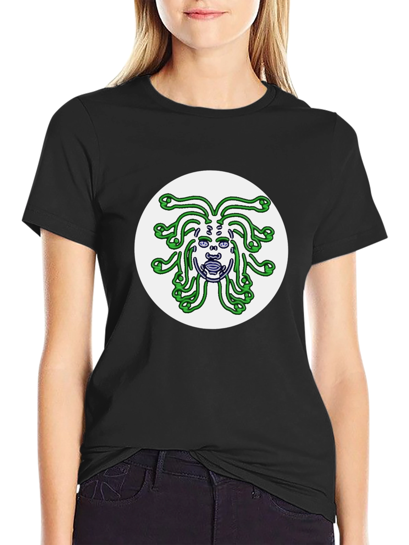 Medusa Graphic Tee - Black Cotton Shirt