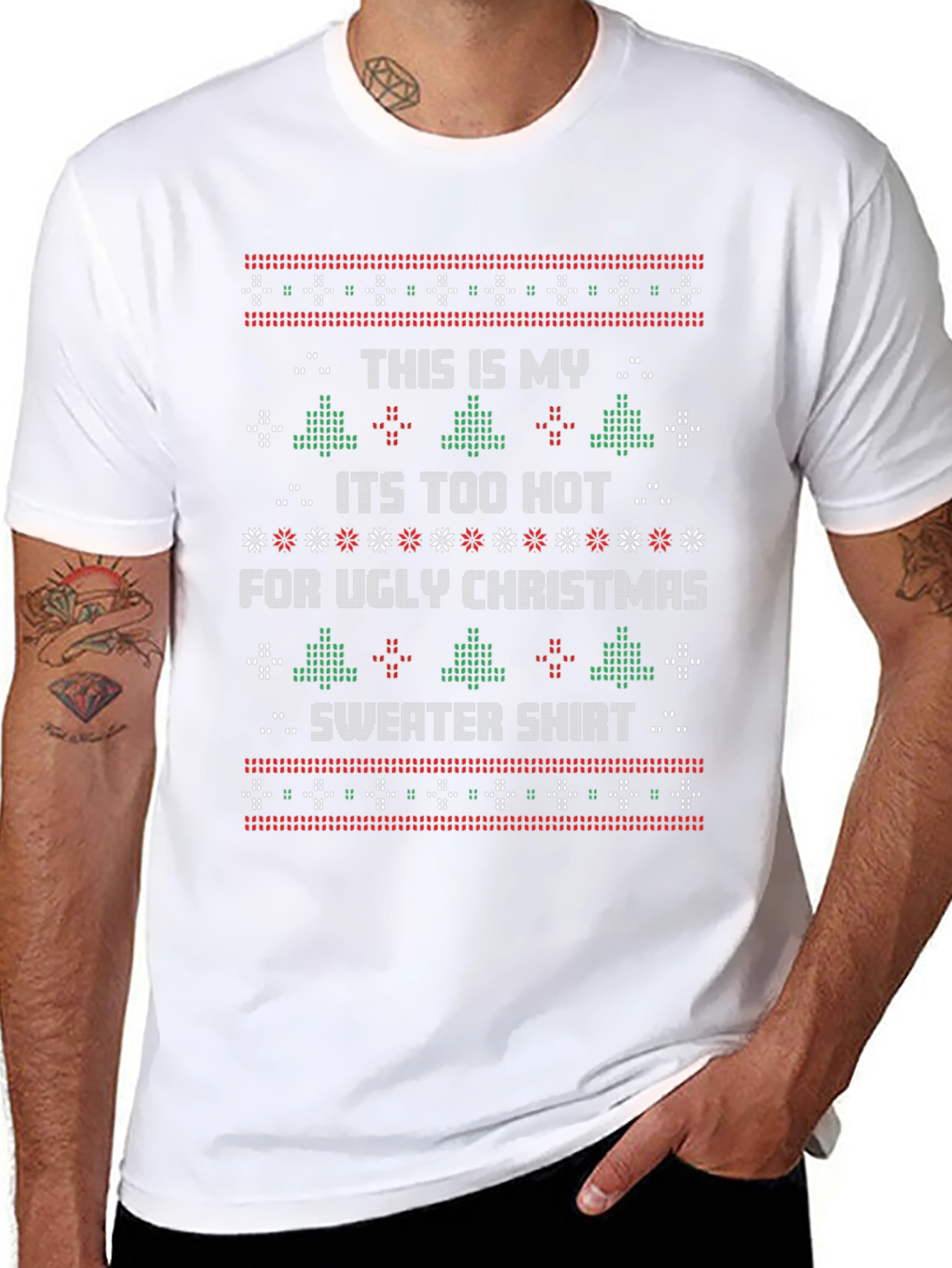Funny Christmas T-Shirt - Ugly Sweater Too Hot Tee