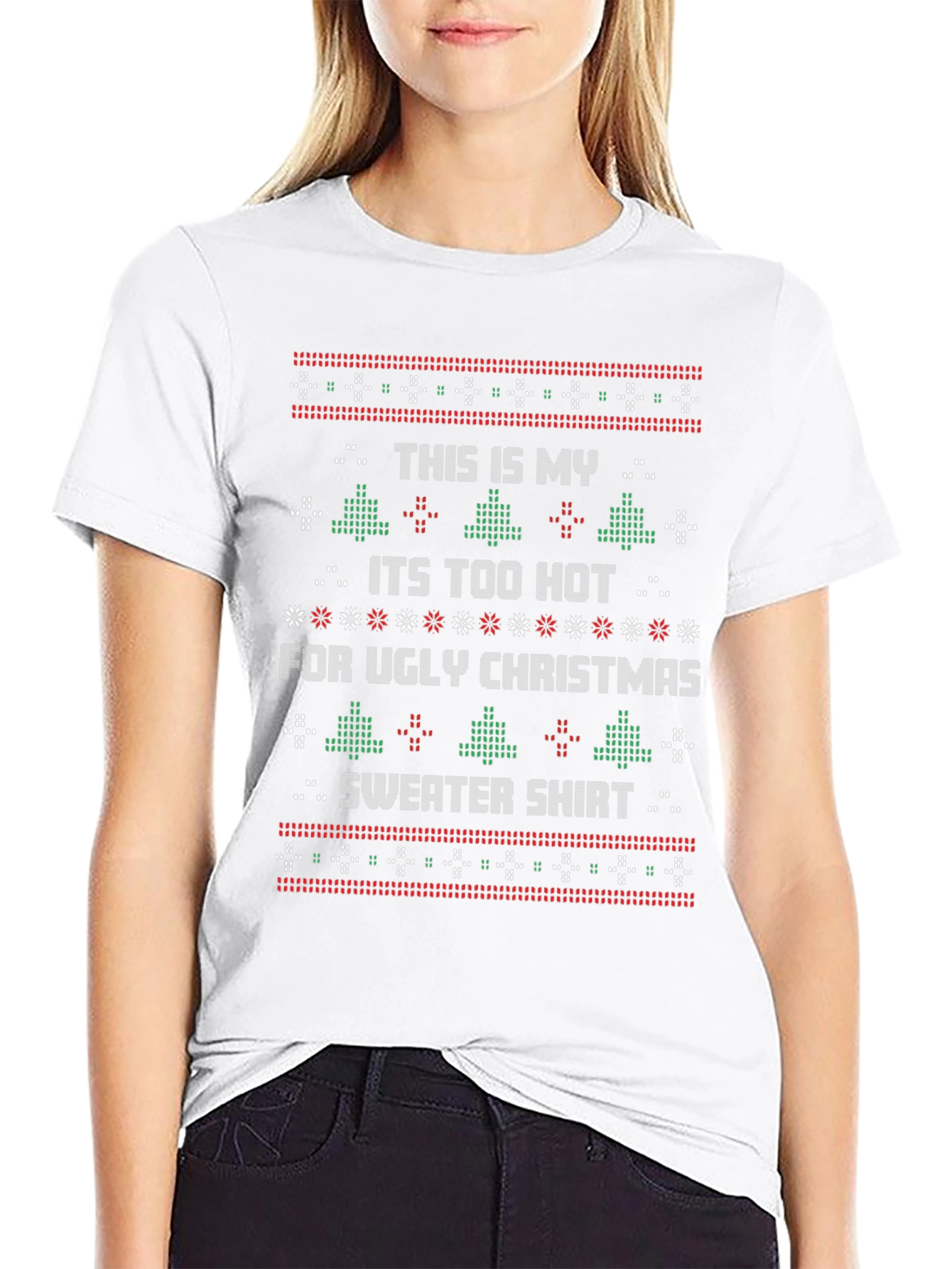 Funny Christmas T-Shirt - Ugly Sweater Too Hot Tee