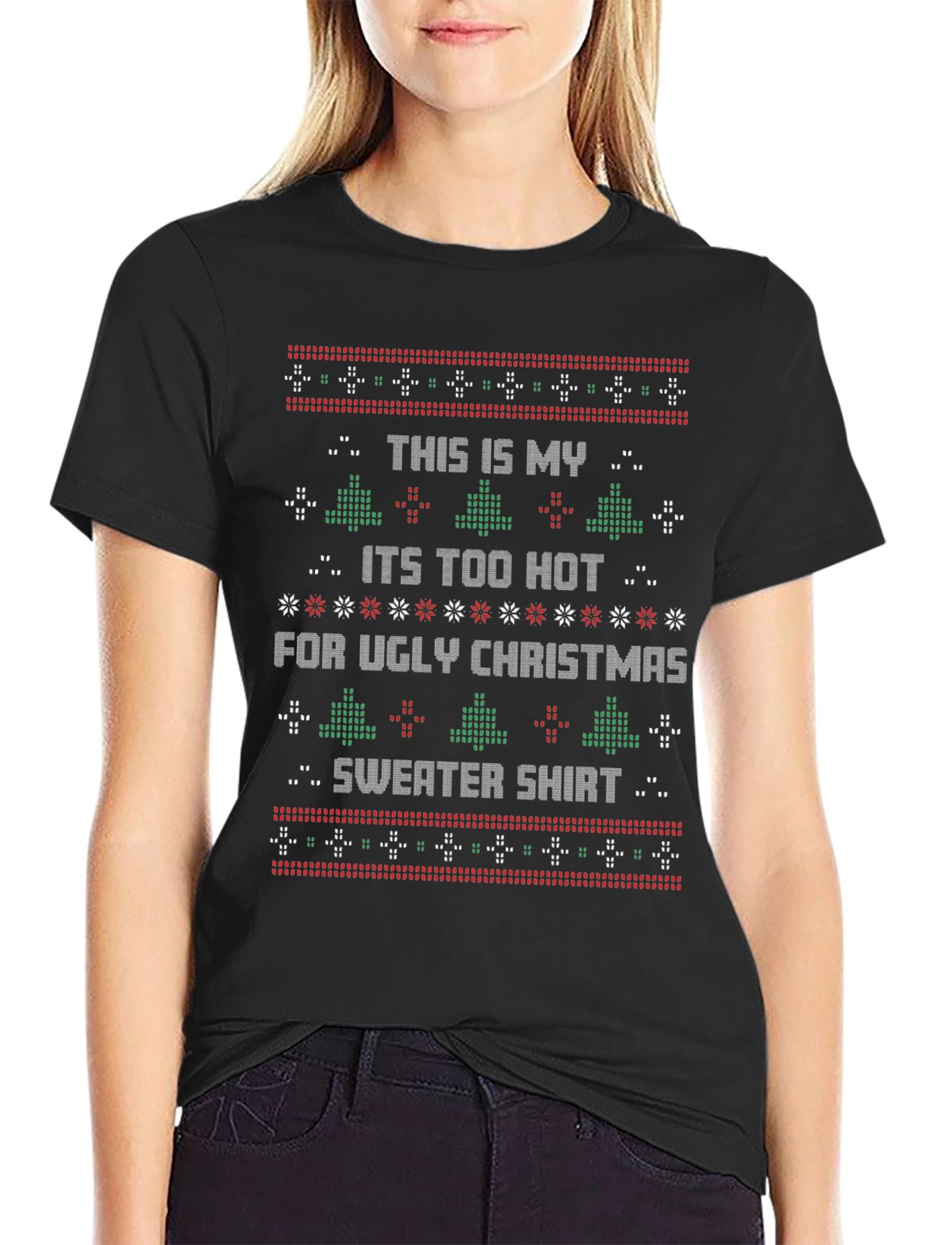 Funny Christmas T-Shirt - Ugly Sweater Too Hot Tee