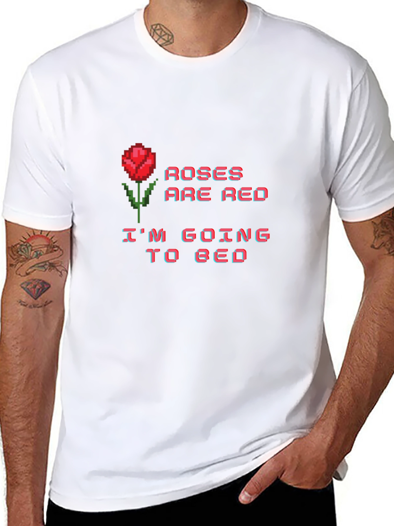 Roses are Red Bedtime T-Shirt - Pixel Art