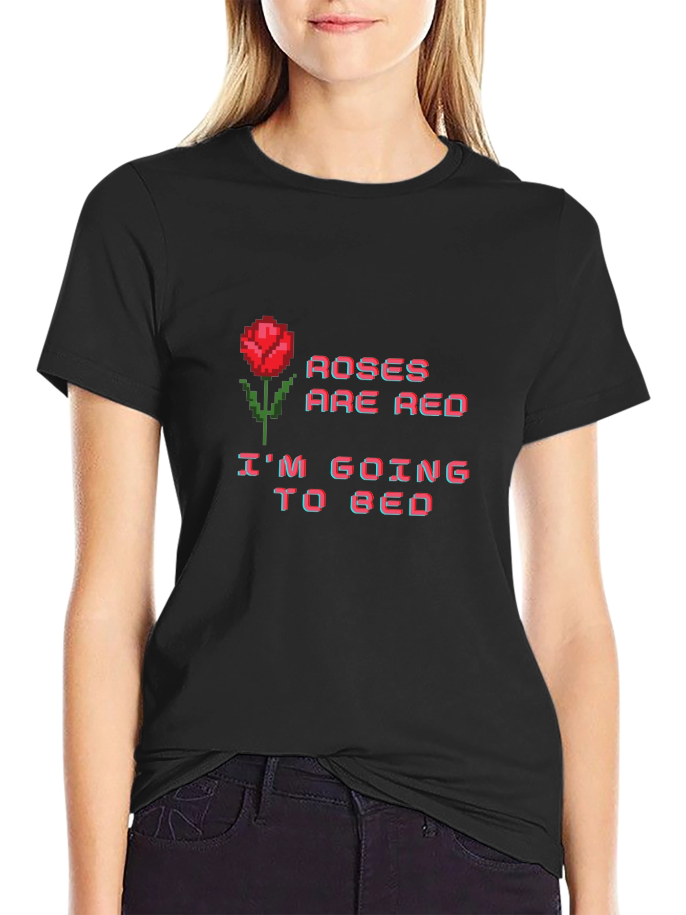 Roses are Red Bedtime T-Shirt - Pixel Art