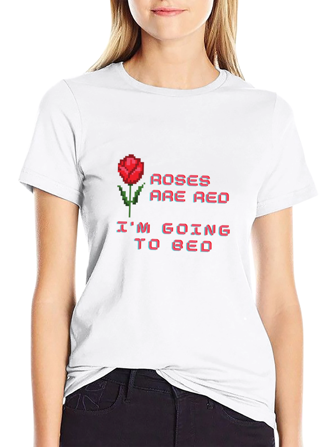 Roses are Red Bedtime T-Shirt - Pixel Art