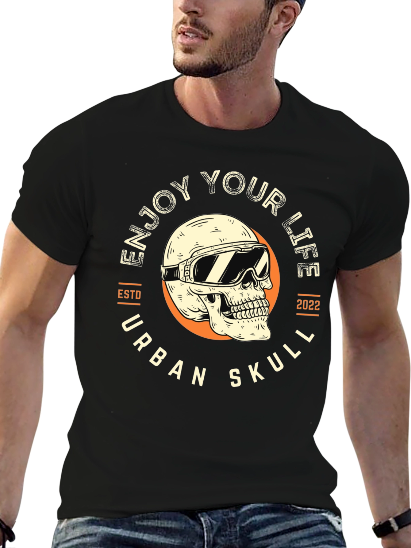 Urban Skull T-Shirt - Enjoy Your Life Graphic Tee