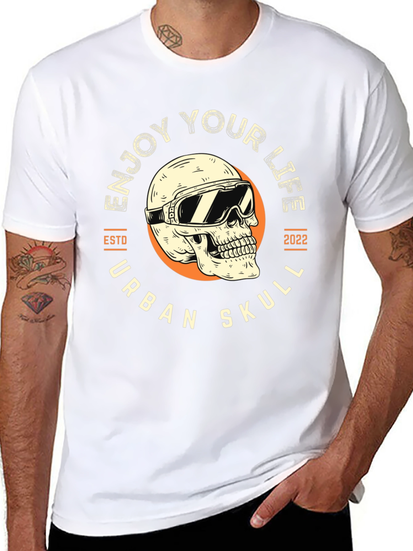 Urban Skull T-Shirt - Enjoy Your Life Graphic Tee
